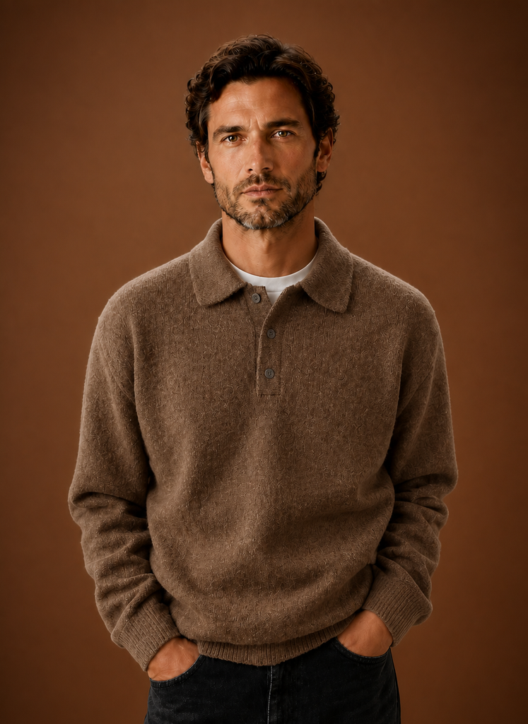 Front view of the Areleon women's knit cardigan showing button-front V-neck