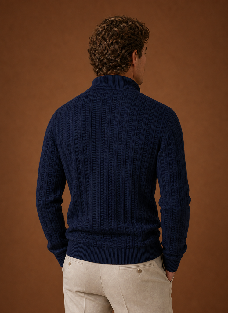 Back view of Areleon Men's knit cardigan