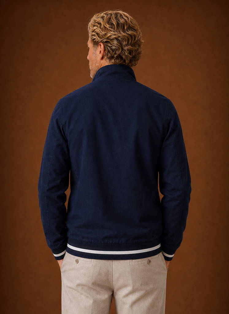 Back view of men's lightweight bomber jacket