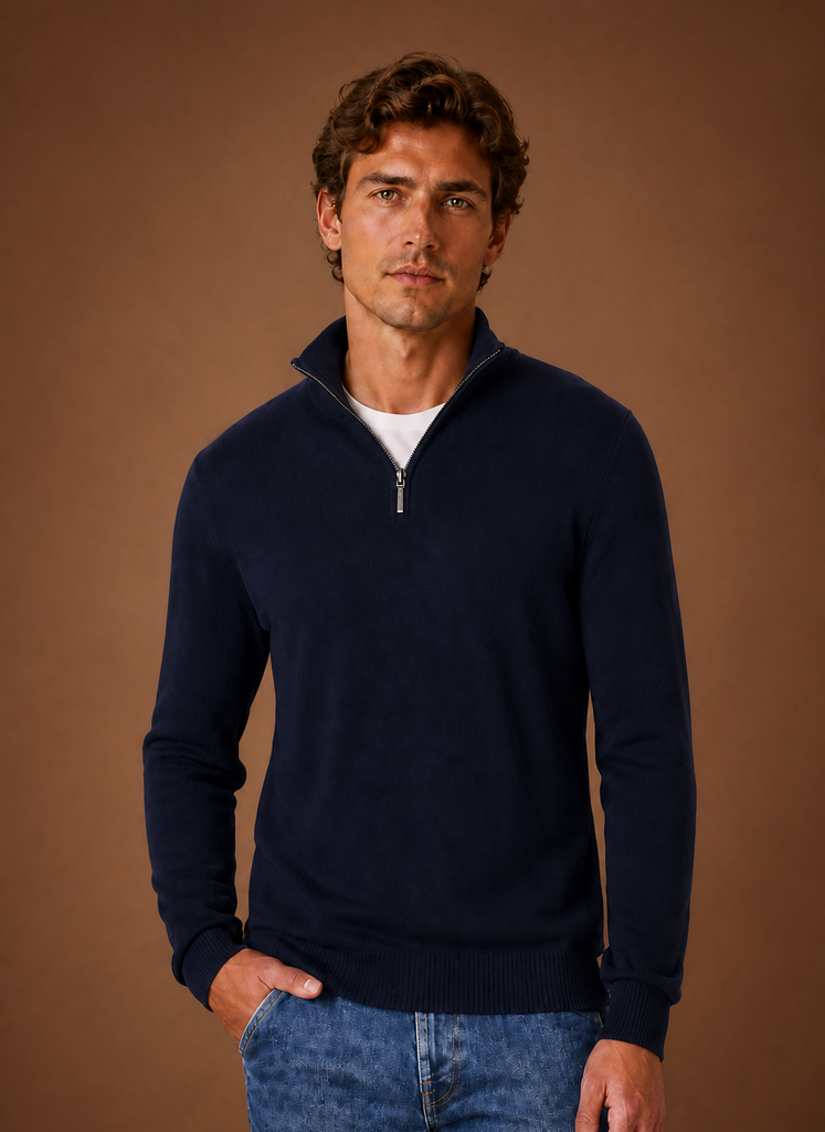 Front view of men's shirt jacket showing button-front closure and point collar