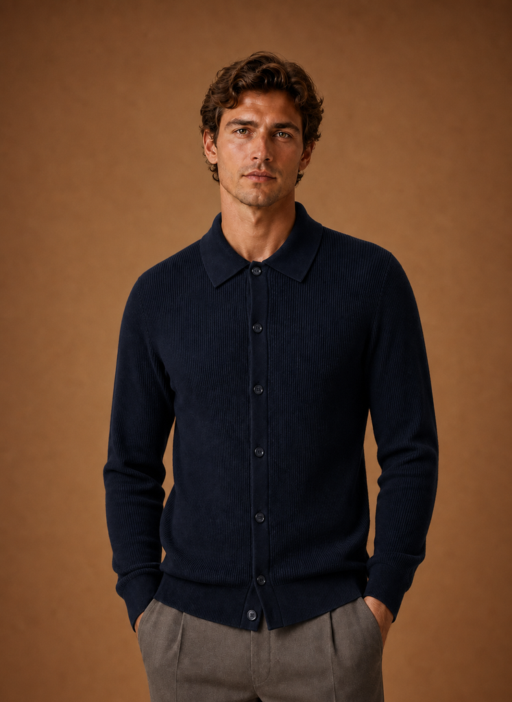 Men's Knit Cardigan - Button Front V-Neck Sweater Long Sleeve | Areleon