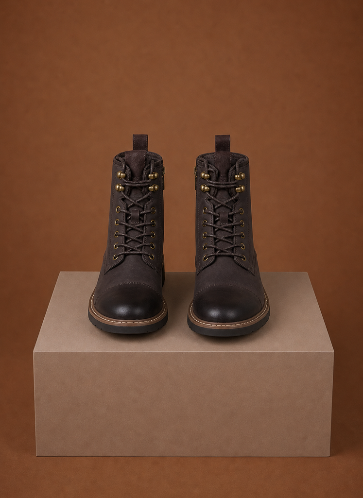 Men's Lace Up Combat Ankle Boots back view