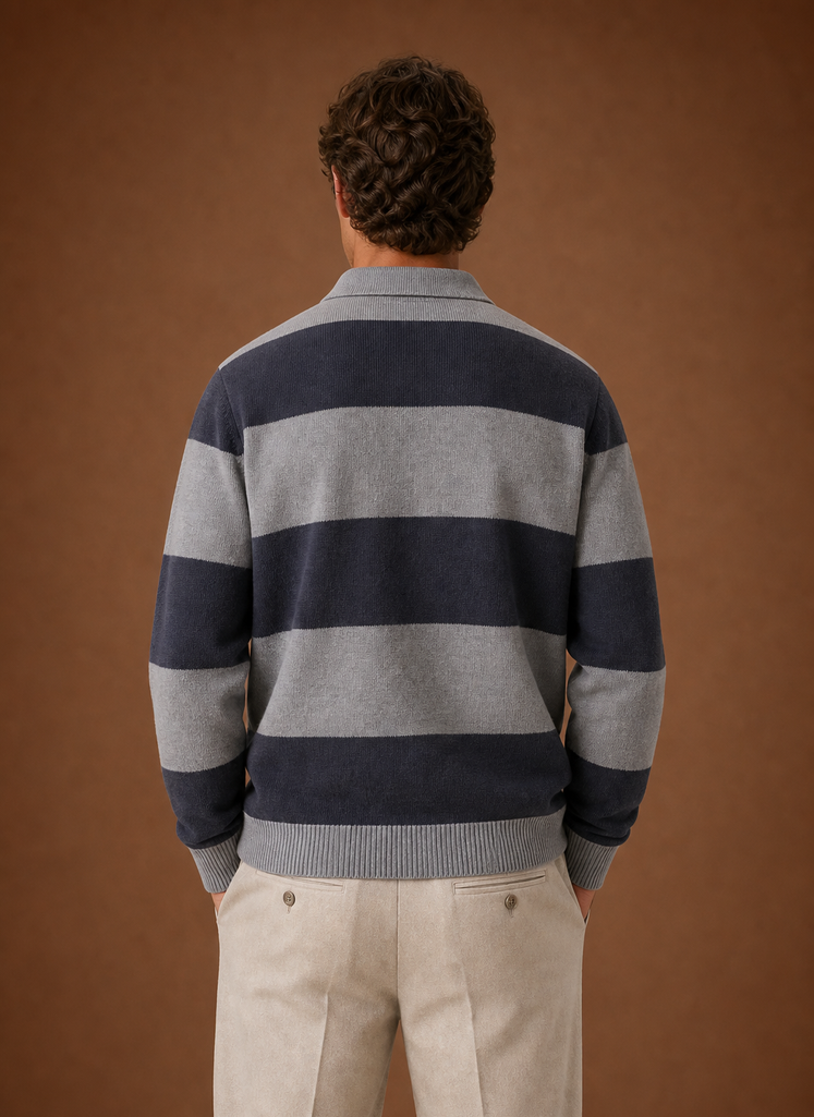 Men's Striped Polo Sweater Long Sleeve | Areleon