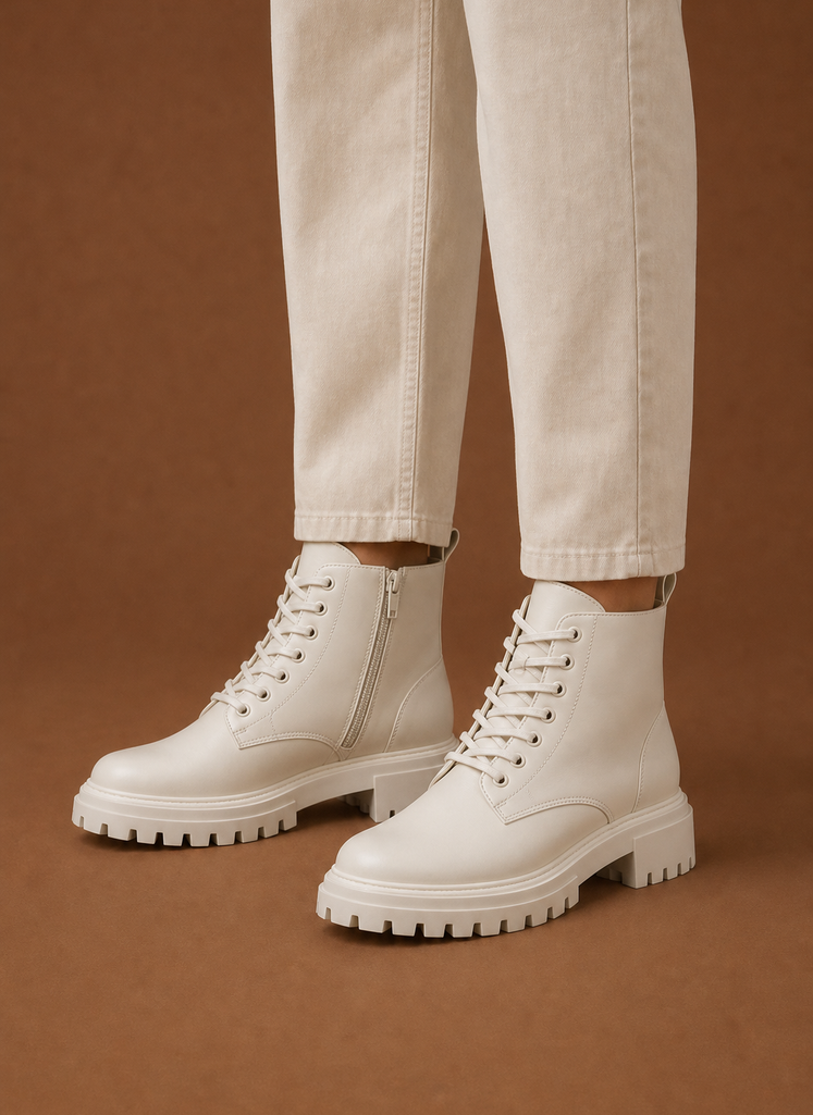Women's Chunky Combat Lace Up Boots | Areleon