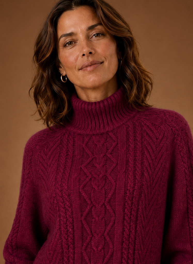 Women’s Cable Knit Turtleneck Sweater | Areleon