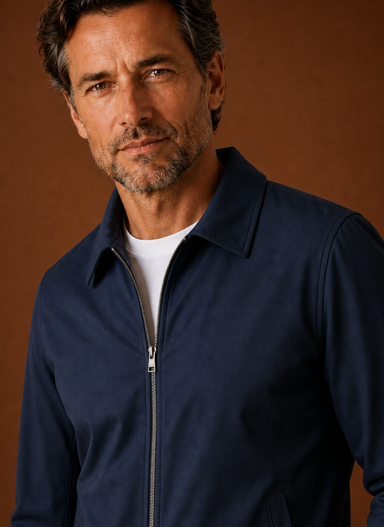 Men's Lightweight Zip Up Jacket closeup view