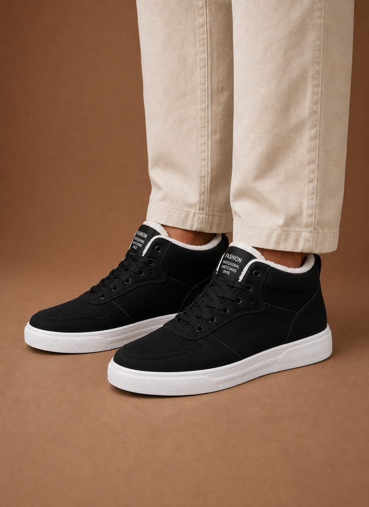 Men's Fleece Lined High Top Winter Sneakers closeup view