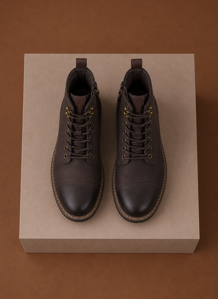 Men's Lace Up Combat Ankle Boots side view