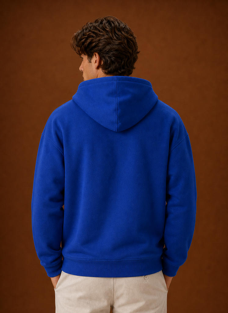 Back view of the hoodie showing the hood and shoulder line