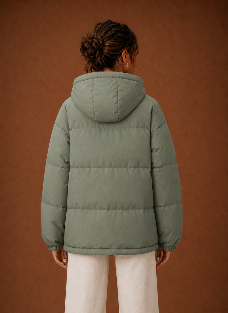 Women's Puffer Jacket - Hooded Winter Coat | Areleon
