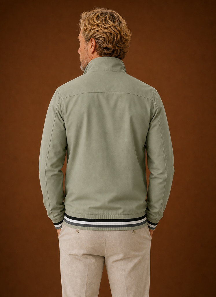 Back view of men's lightweight bomber jacket