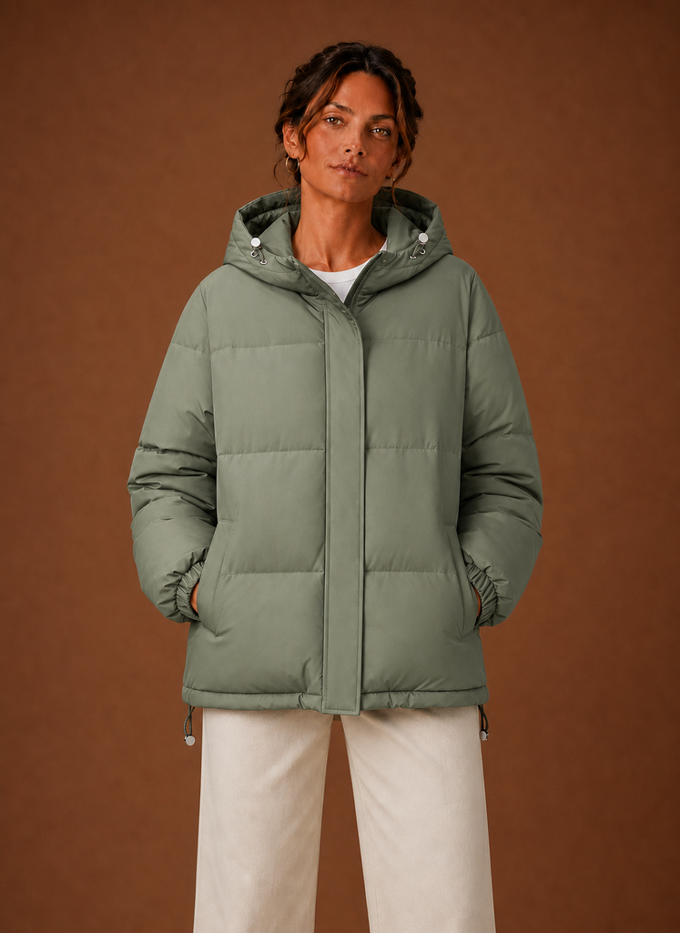 Women's Puffer Jacket - Hooded Winter Coat | Areleon