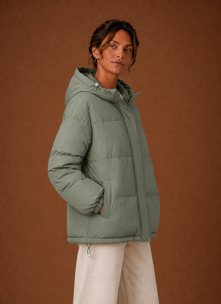 Women's Puffer Jacket - Hooded Winter Coat | Areleon