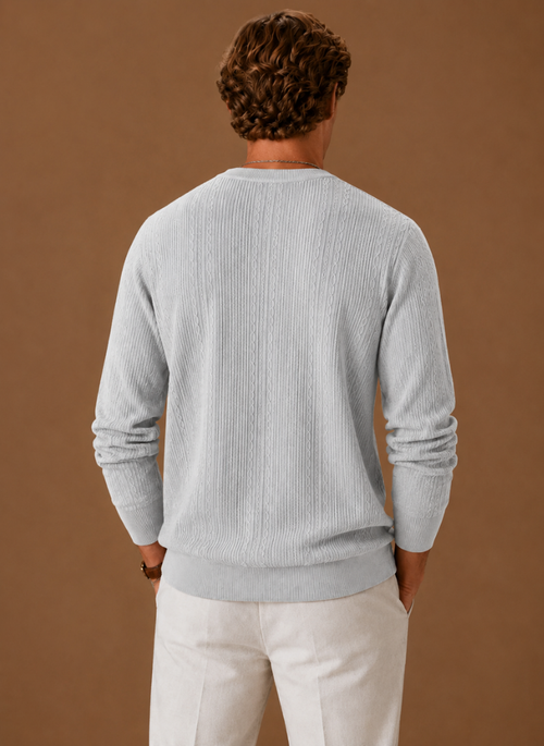 Men's Cable Knit Sweater – Crew Neck Textured Pullover | Areleon