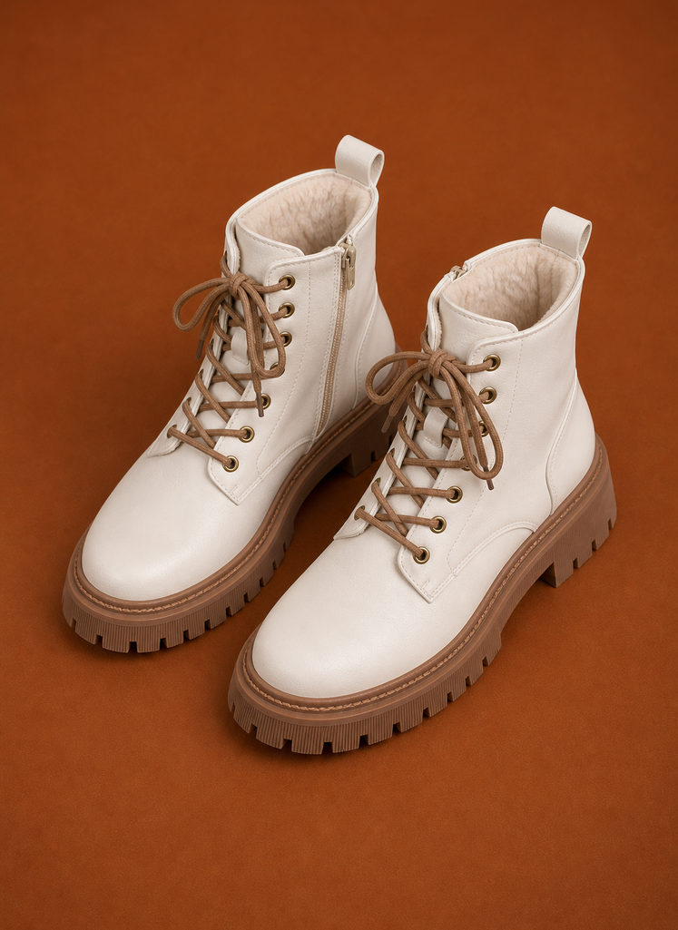 Rear view of the ankle boot highlighting ankle-height silhouette and heel