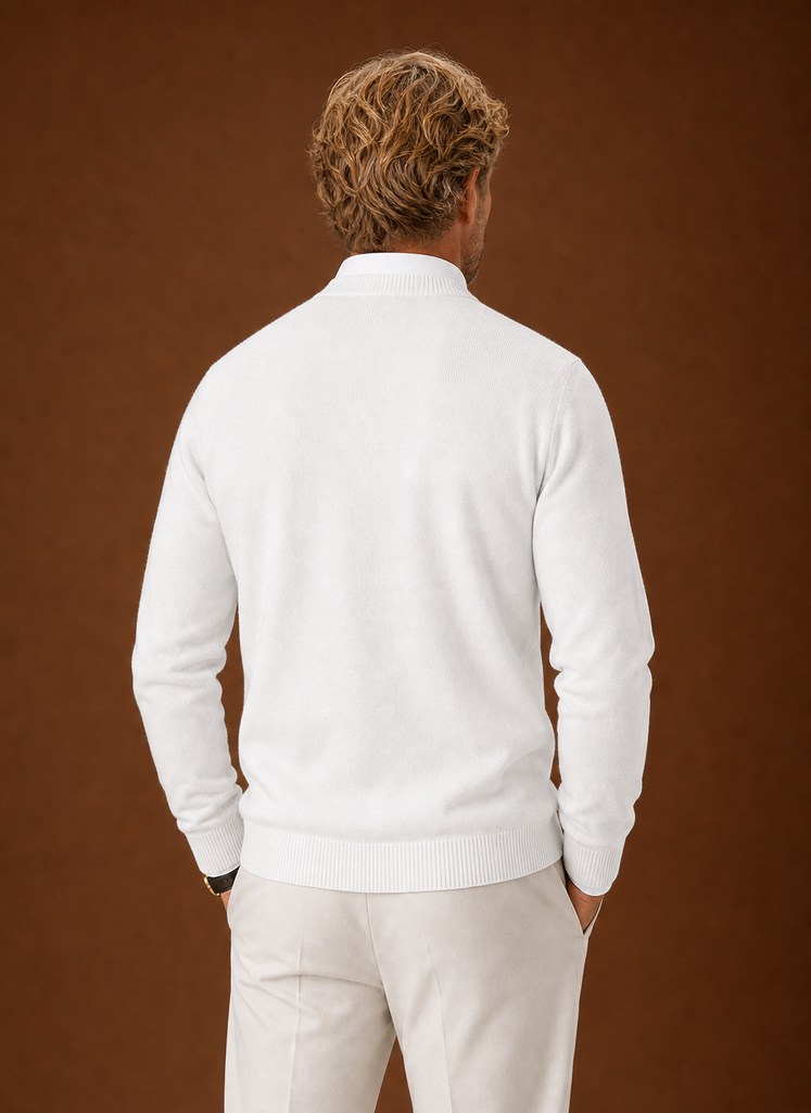 Men's Crew Neck Sweater - Classic Knit Pullover back view
