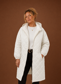 Women's Long Quilted Hooded Winter Coat front view