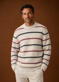 Men's Striped Knit Crewneck Sweater front view