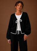 Scalloped Trim Cardigan for Women - Bow Front | Areleon