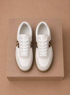 Areleon | Women’s Low-Top Sneakers Casual Leopard Detail Faux Leather