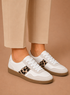 Areleon | Women’s Low-Top Sneakers Casual Leopard Detail Faux Leather
