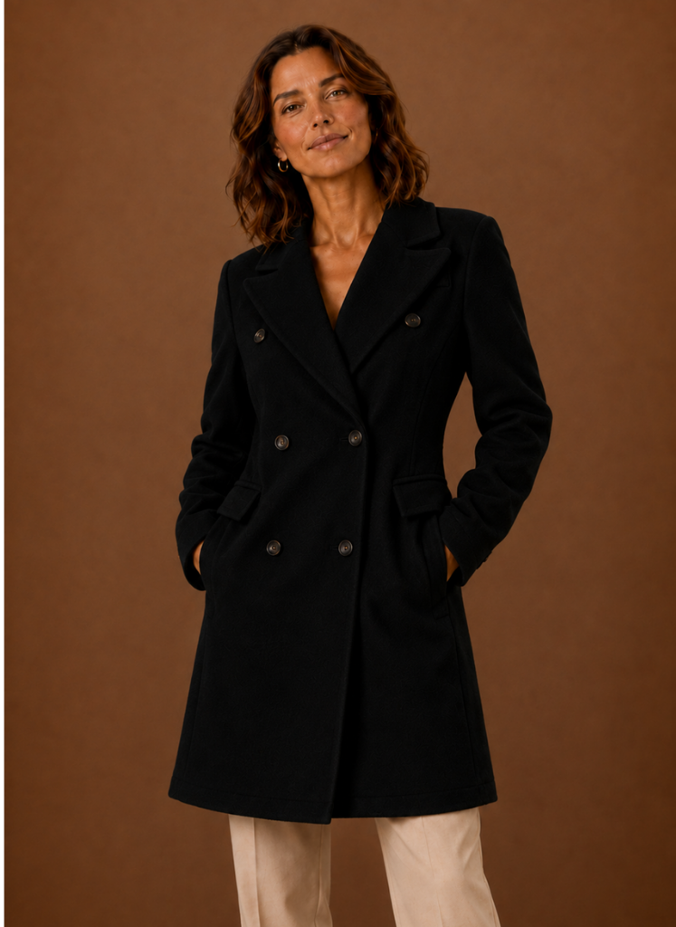 Women’s Double Breasted Coat – Long Tailored Winter Coat | Areleon