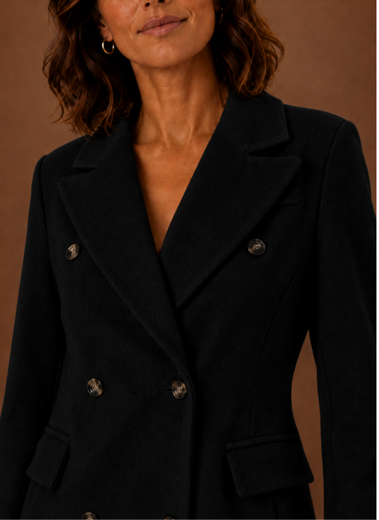 Women’s Double Breasted Coat – Long Tailored Winter Coat | Areleon